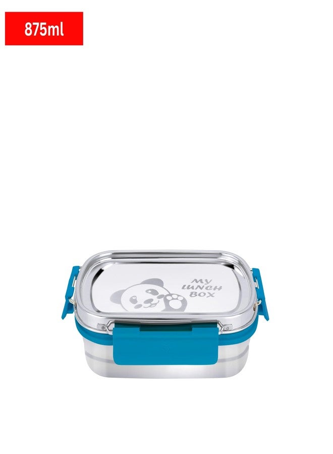 PDDFALCON Stainless Steel Recta Munchy with Panda Print with 100% Leak-Proof, BIS Certified, Jindal Seal & Made in India Lunch Box - 875ml (Recta Munchy Turkish Blue, 875ml) - Image 2
